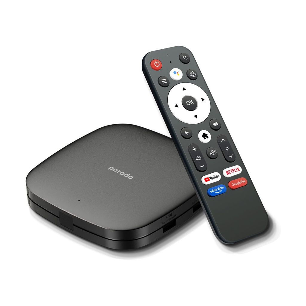 Porodo Android TV Box Video Streaming 1080 Full HD, Black, 2GB RAM/8GB ROM