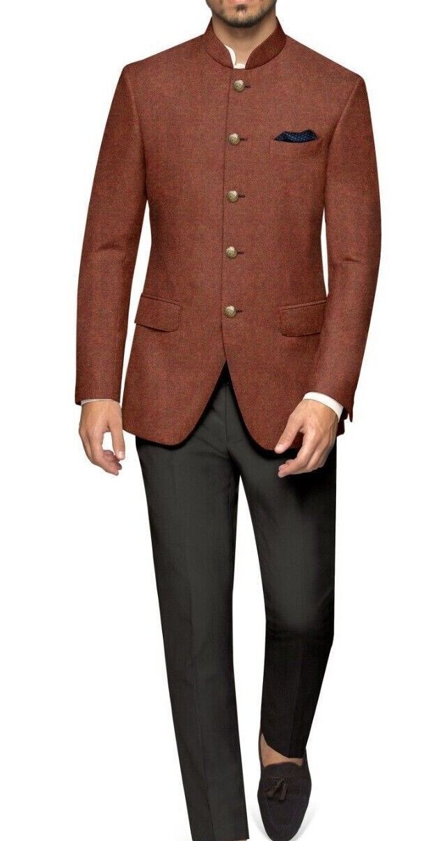Brown Prince Coat pant India Pakistani Jodhpuri Suit Wedding Partywear Blazer