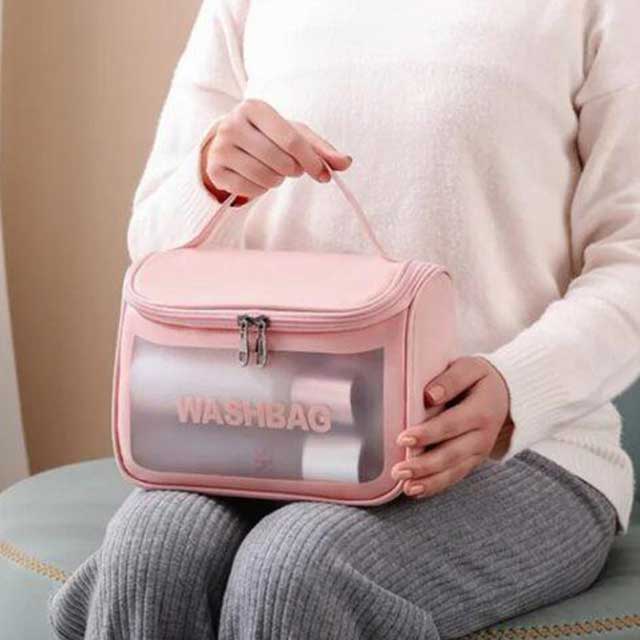 Large Capacity Portable Waterproof Transparent PVC Women Cosmetic Bag - Travel Organizer for Makeup & Toiletries