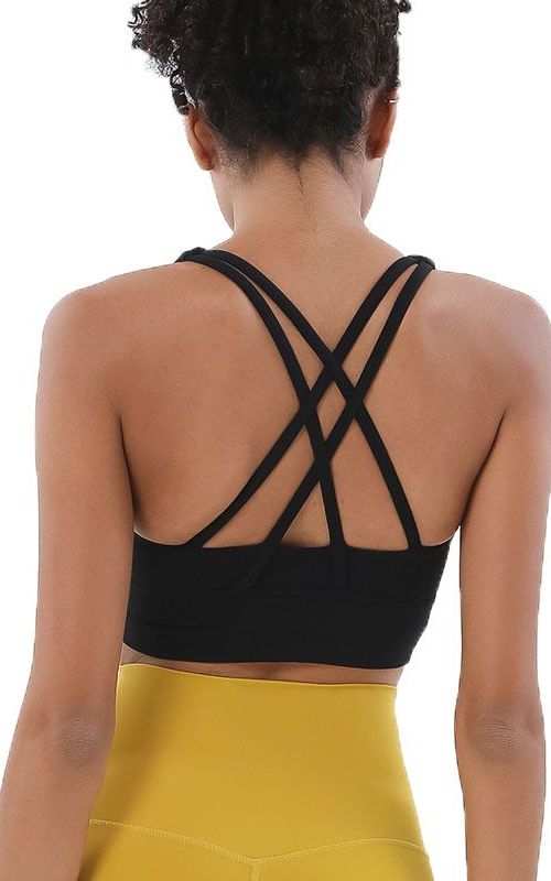 Sports Bra Women Wireless Cross Back Nylon Yoga Bra Shockproof Running Bra