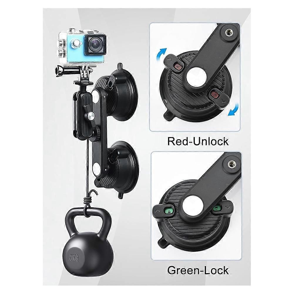 Suction Cup Mount for GoPro,Camera Car Mount on Car Window, Windshield 360° Rotation Double Suction Cup Mount