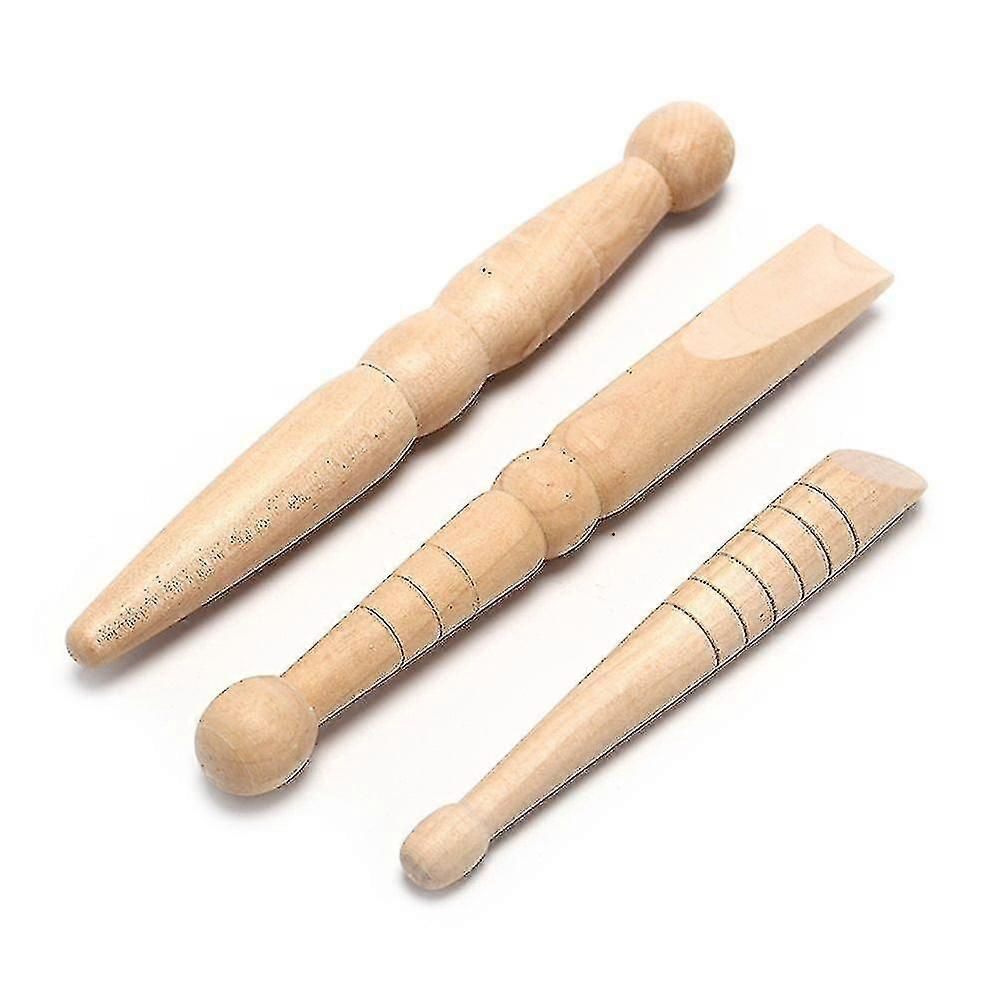 3pcs Massage Stick Made Of Wood As A Massage Aid For Reflex Points