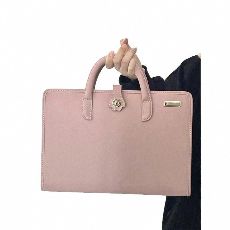 Laptop Case PU Leather Notebook Bag Pink Tote Bag Stylish Handbag