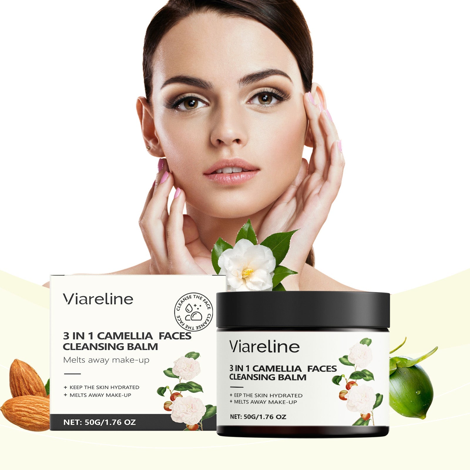 Camellia Facial Cleansing Remover, Gentle, Nourishing, Makeup & Dirt Removal ,50g