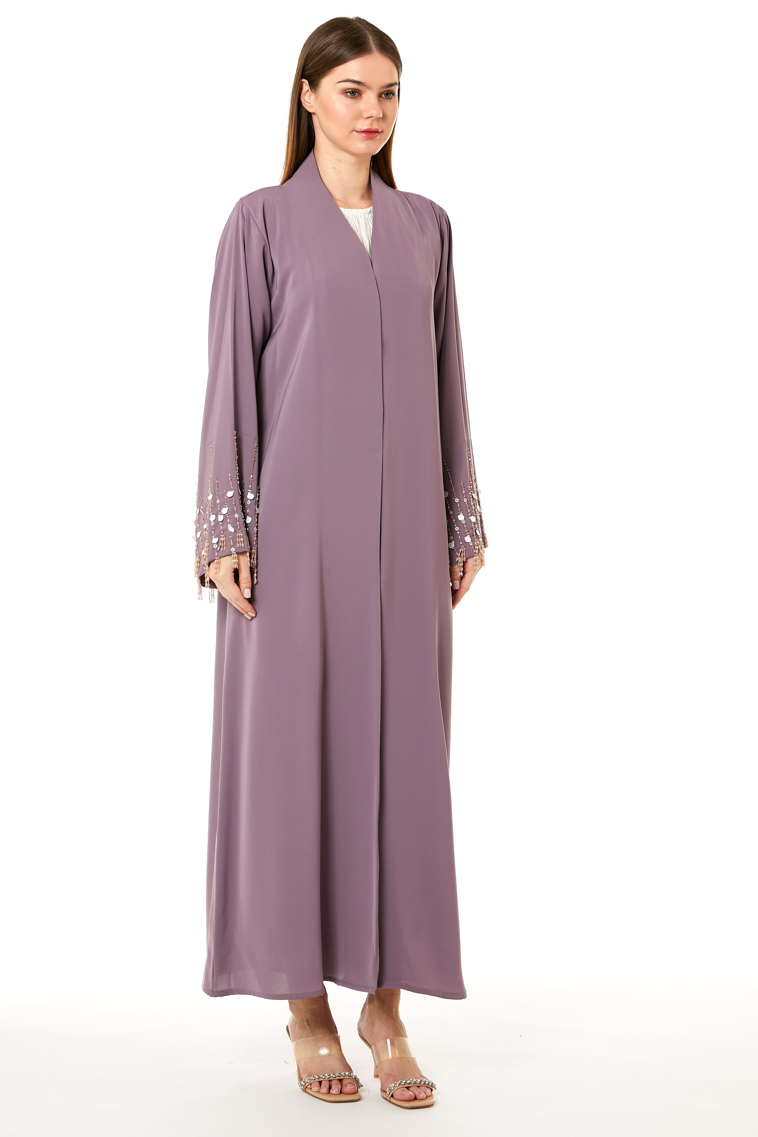 MOiSTREET Purple Korean Nida Hand Embellished Abaya