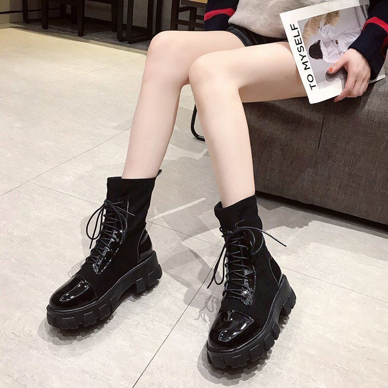 Girls Punk Gothic High Heel Ankle Sock Boots