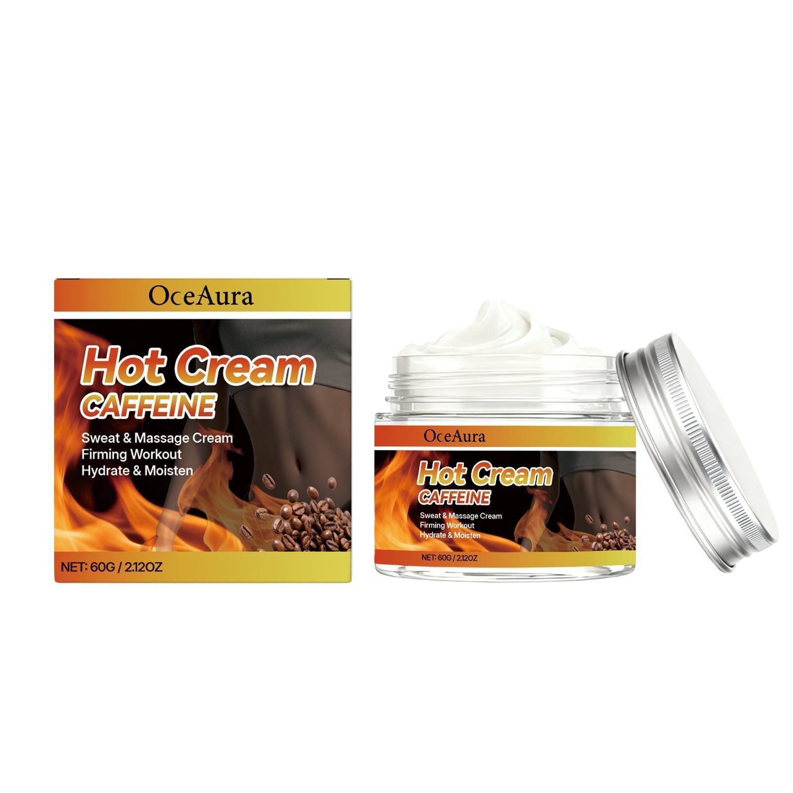 Caffeine Hot Massage Cream for Body Care, Moisturizes, Firms, and Brightens Skin ,60g