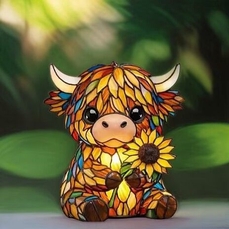 Highland Cow LED Night Lamp USB Resin Table Light