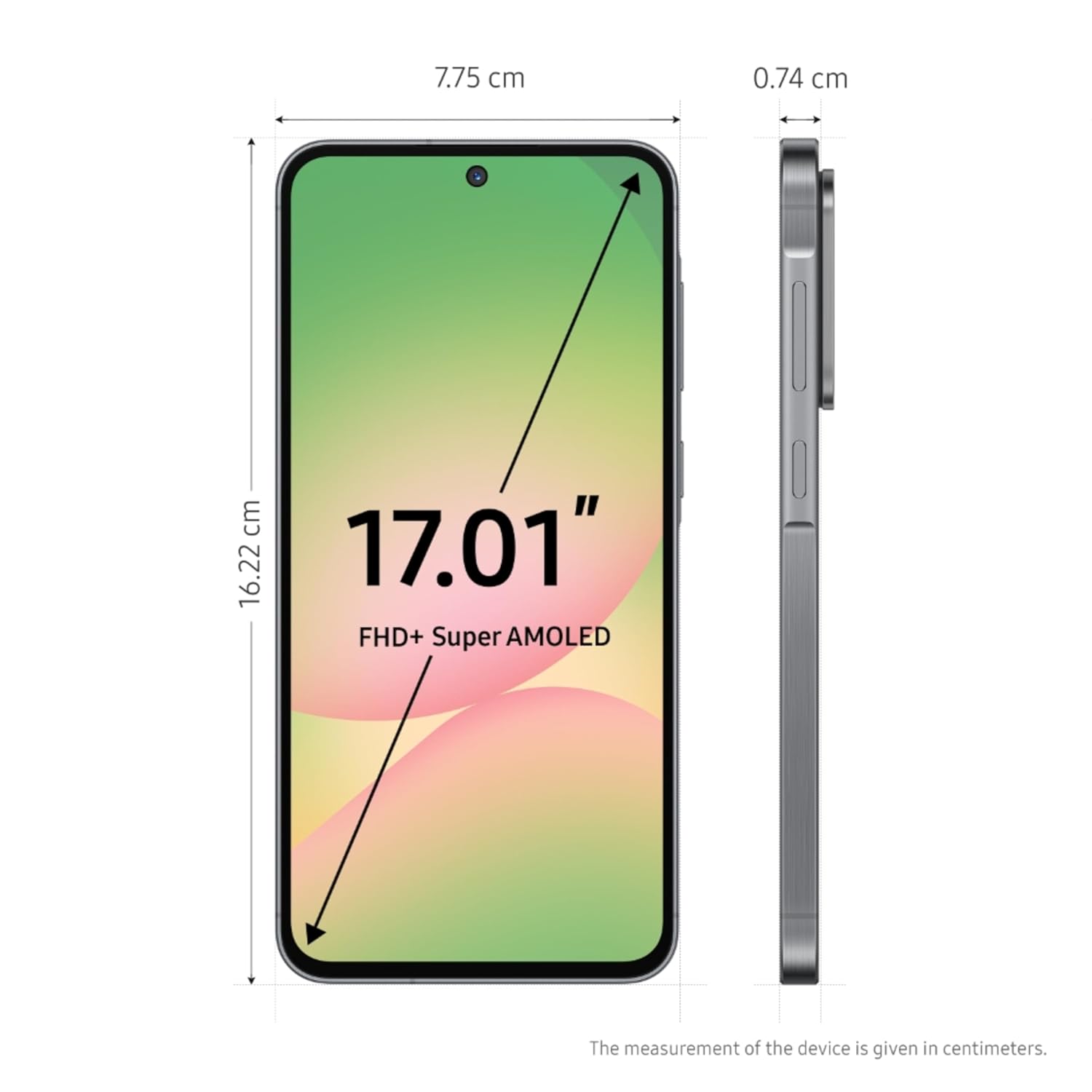 هاتف ذكي Samsung Galaxy A56 5G بنظام Android باللون الرمادي الداكن، ذاكرة وصول عشوائي (RAM) سعة 8 جيجابايت، كاميرا مزودة بتقنية الذكاء الاصطناعي، شاشة AMOLED