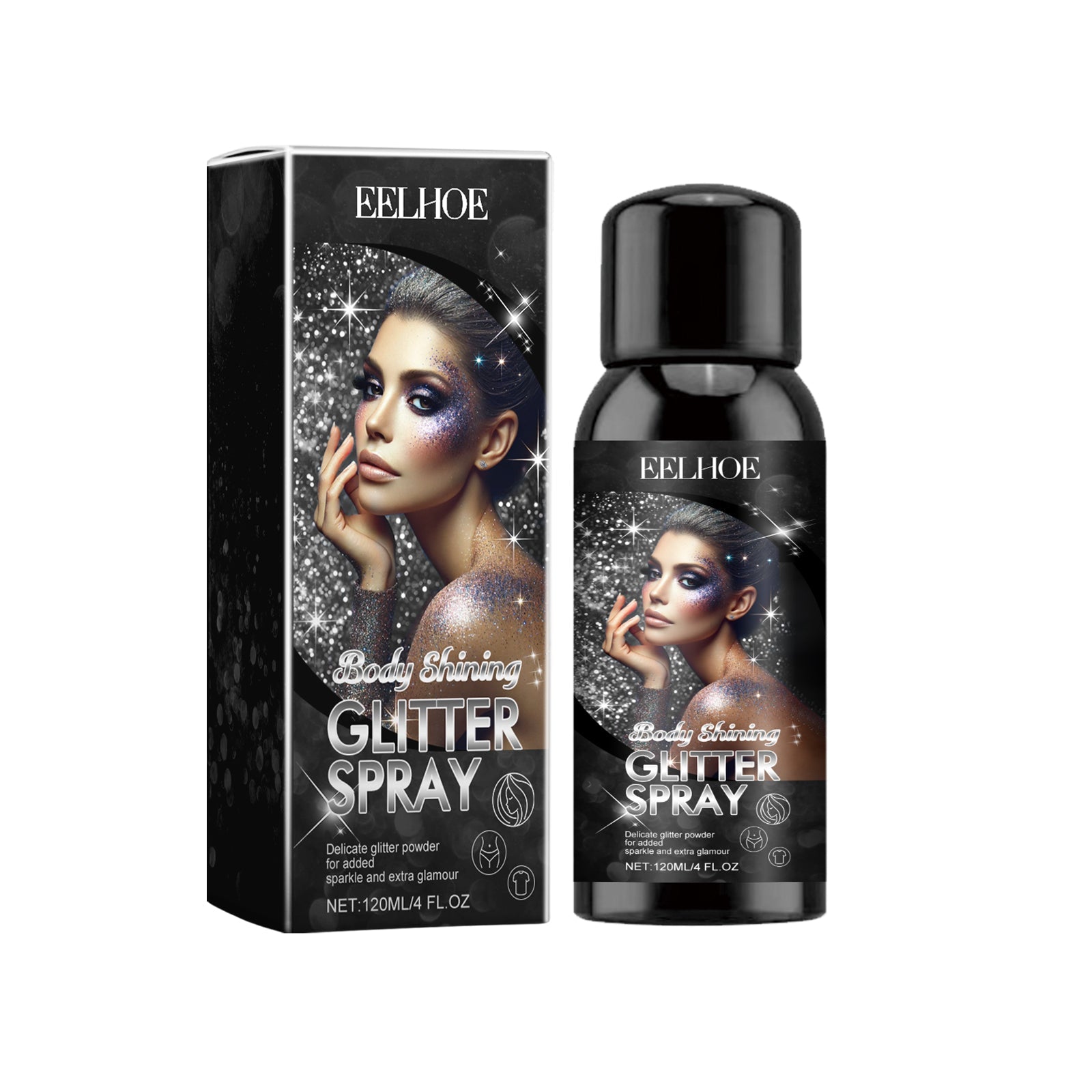 Brightening Glitter Spray, Long-Lasting Stage Makeup, Shiny Hair and Face ,120ml