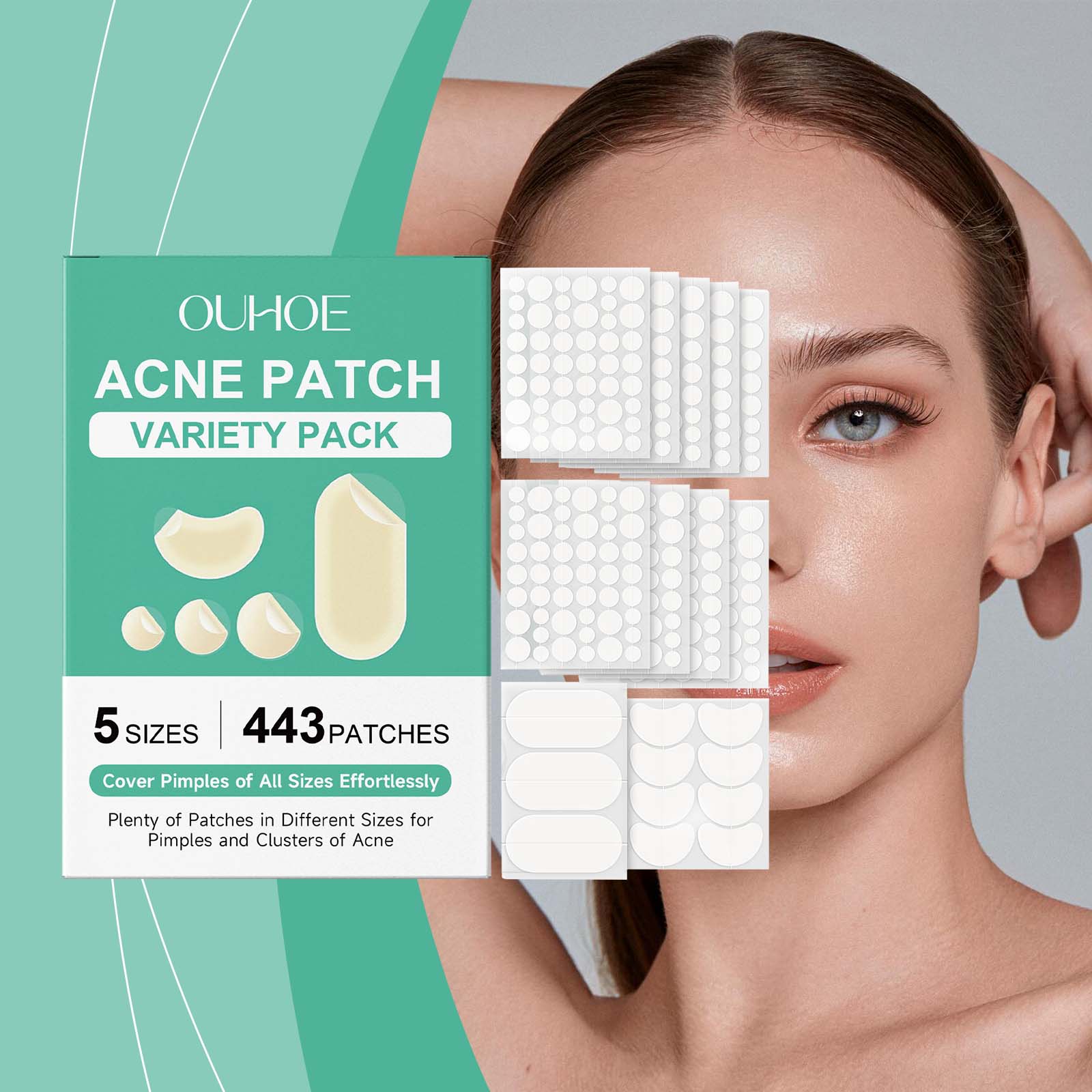 Clear Acne Patch Set, Pimple Popping, Zit Cover, Fast Healing, Skin Care ,1set