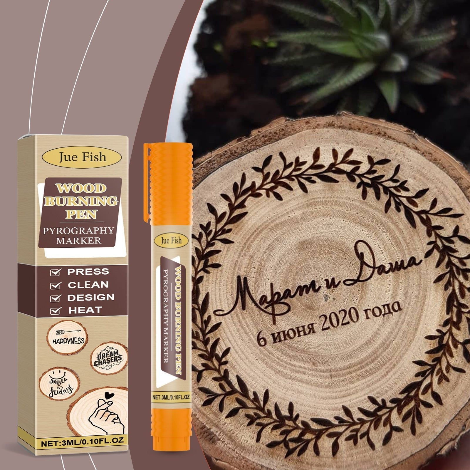 Burn the pyrograph, Handmade Wood Coaster Kit, DIY Art, Reusable Pyrography Marker ,3ml