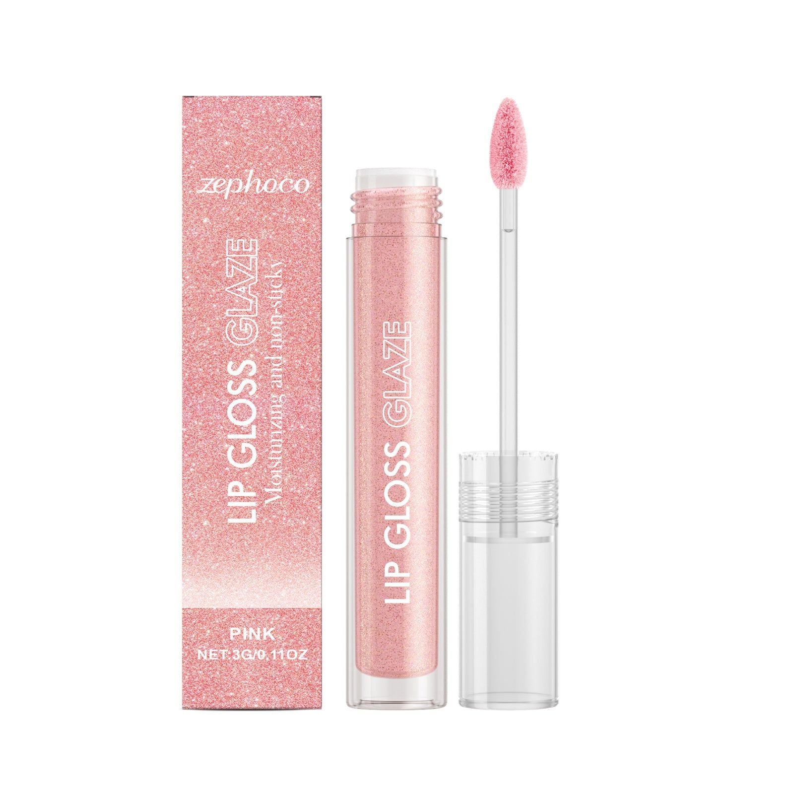 Pink Moisturizing Lip Gloss, Plumping Sparkling Lip Shine, Hydrating Lip Makeup ,3g