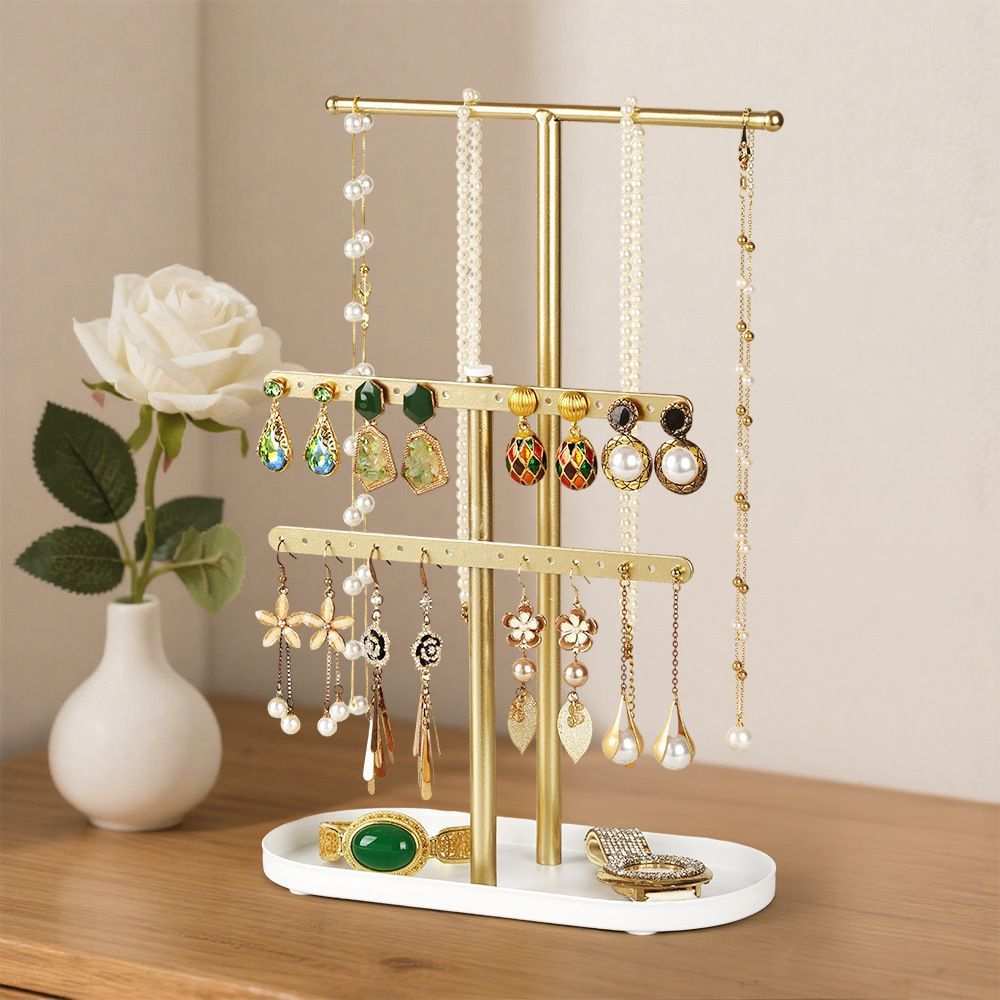 Jewelry Display Stand Jewelry Organizer 3 Tiered Decor Portable Tray