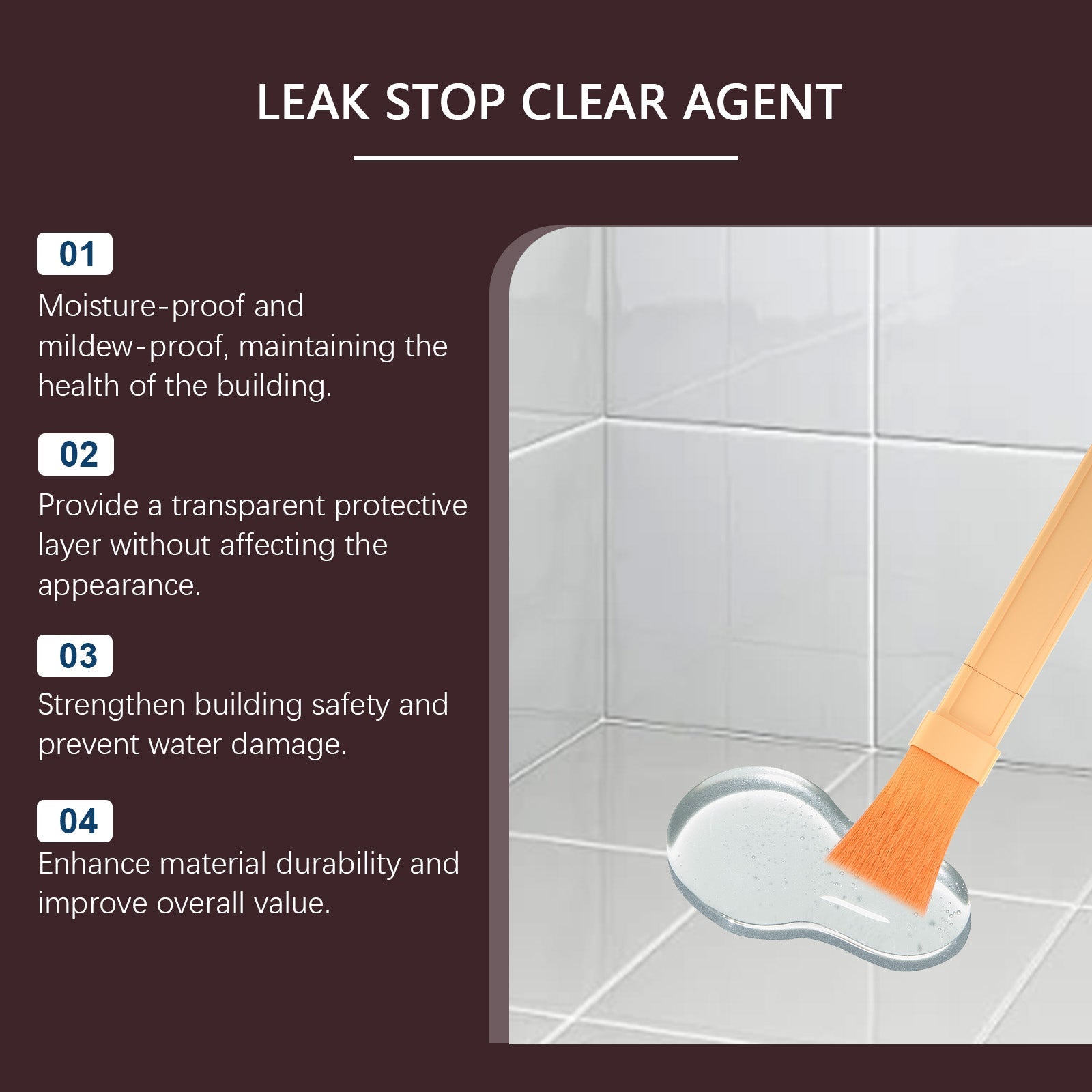Waterproof Glue, Leakproof, Tile Wall Sealant, Easy to Use, Moisture Resistant ,100g