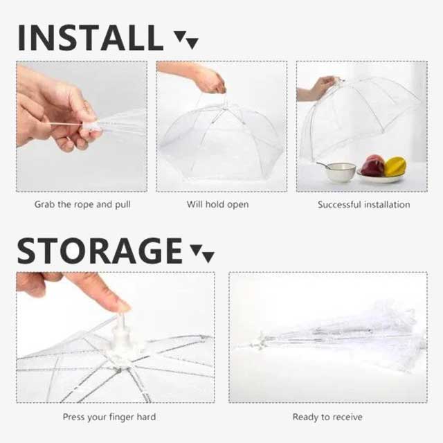 1PC Portable Umbrella Style Anti-Mosquito Food Cover – Effective Insect Protection for Outdoor Dining