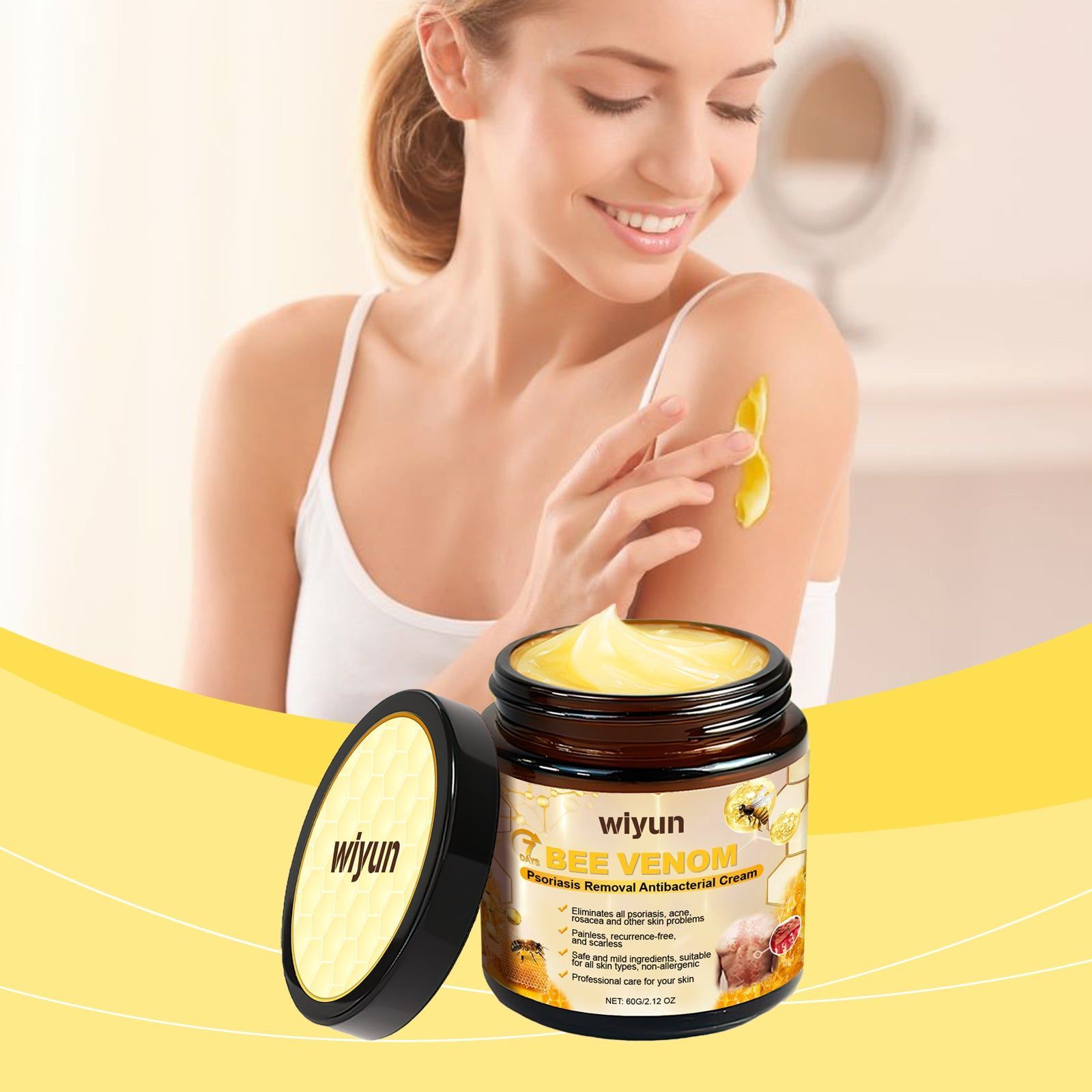Bee Venom Skin Care Cream, Anti-Aging, Moisturizer, Psoriasis, Acne, Natural, Soothing, Daily Hydrating ,60g