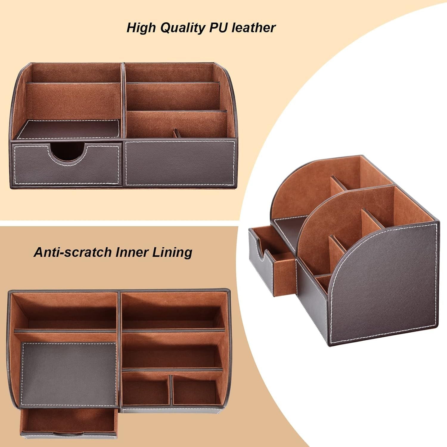 Desk Organizer Storage Case Table Organizer PU Leather Pen Holder Pen Box Office Supplies