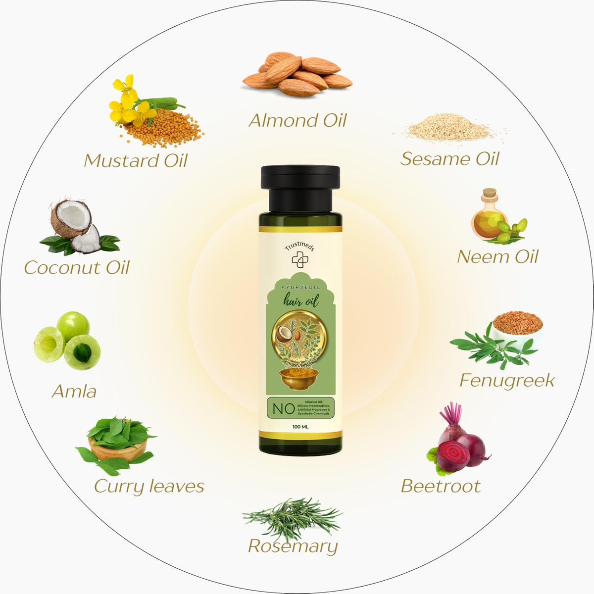 Trustmeds Ayurvedic Hair Oil for Hair Fall Control & Growth