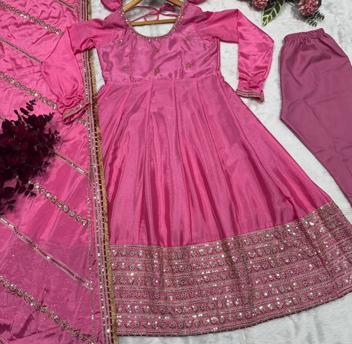 Fab Zone Party Wear Designer Gown And Pent With Beautiful Dupatta For Women