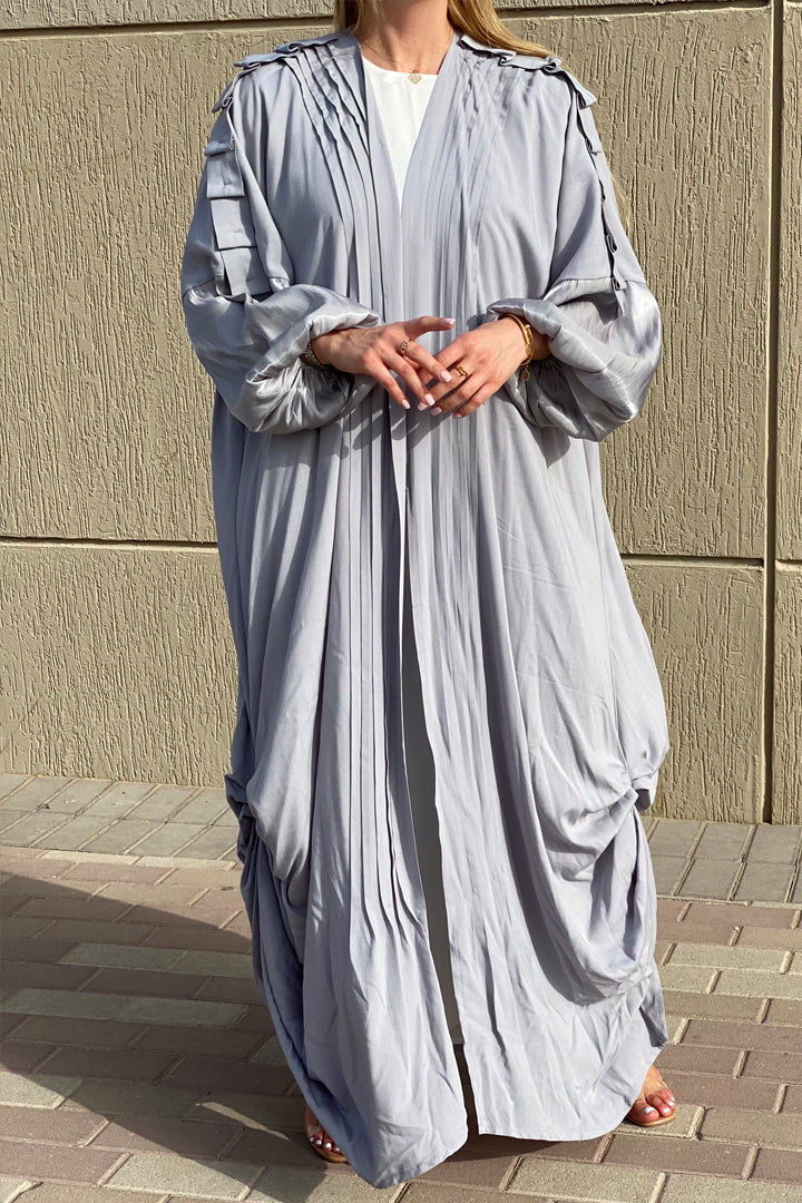 MOiSTREET Grey Harir Maqsood Casual Abaya