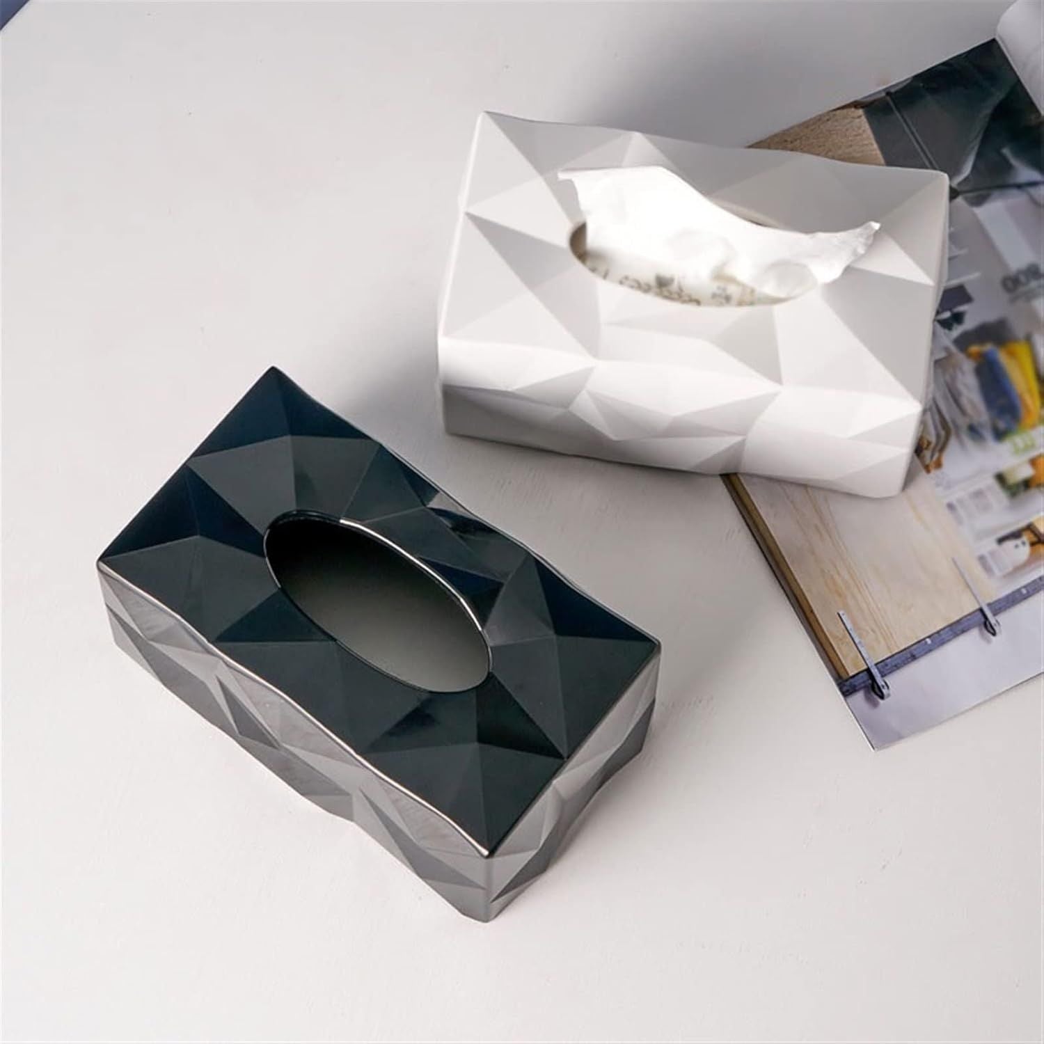 Desktop Tissue Box Creative Geometric Shape Drawing Paper Box Decorative Tissue Holder