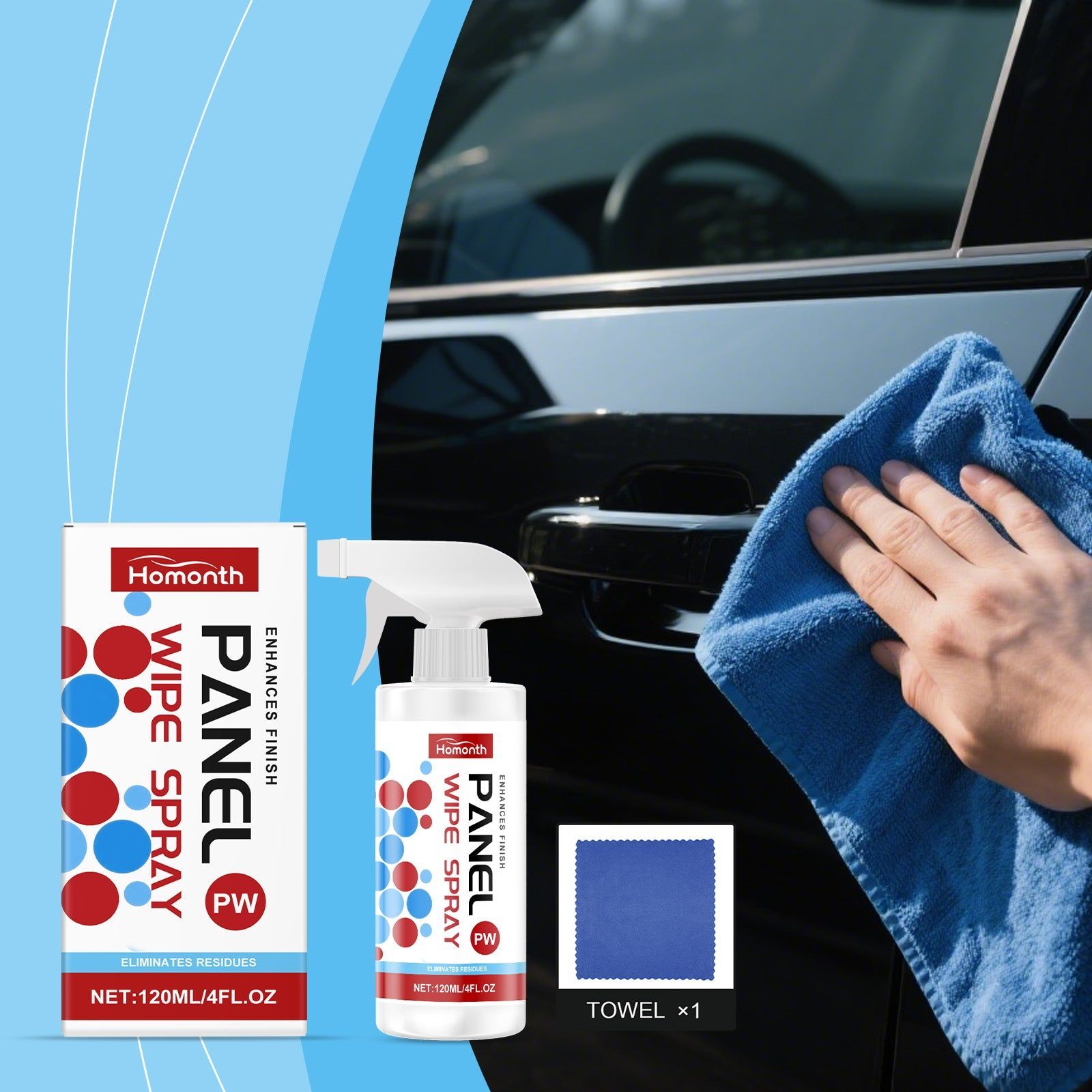Car Cleaning Spray, Fast-Acting Polishing & Residue Removal, Shine Boost ,1set