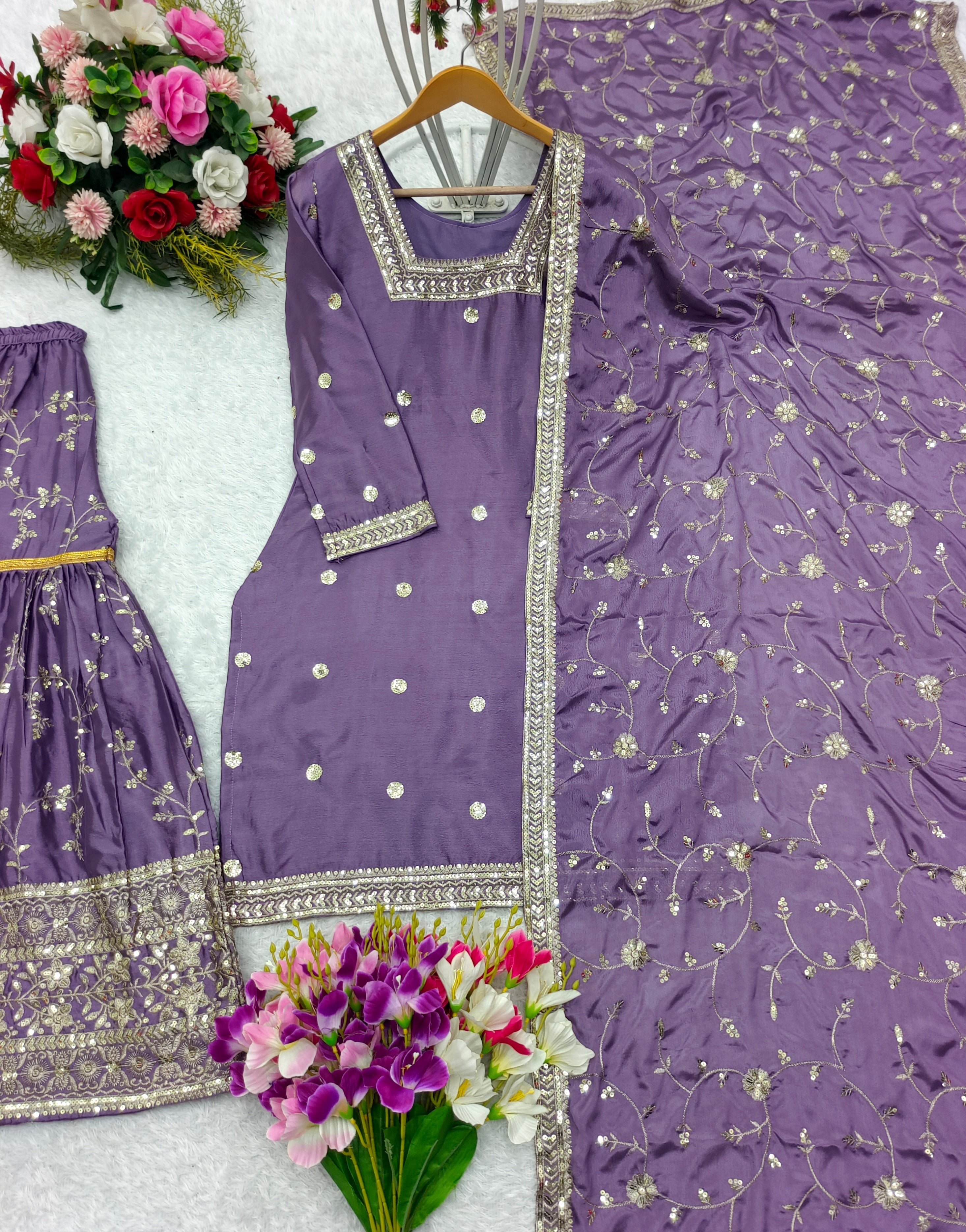 Designer Party Wear Top-Sararo And Fancy Dupatta