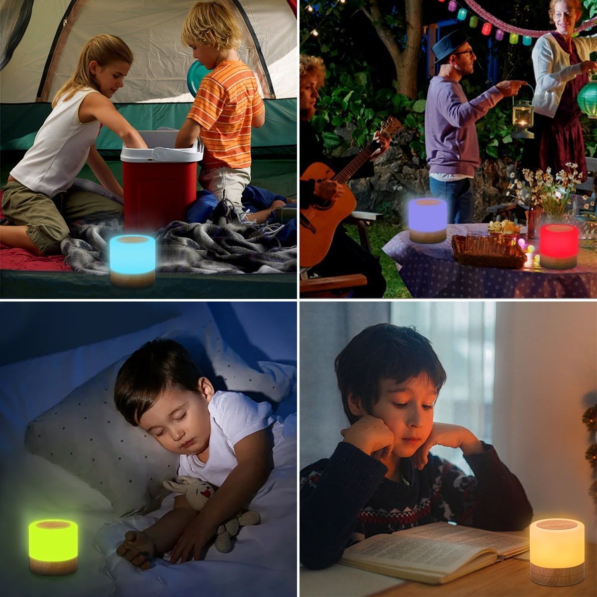 Night Light USB Rechargeable RGB Touch Lamp with 3 Level Dimming 7 Color Modes
