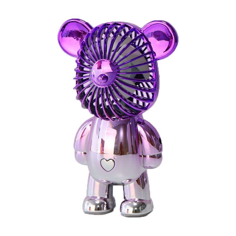 Colorful Bear Fan Gradient Electroplating Bear Electric Fan Portable Fan