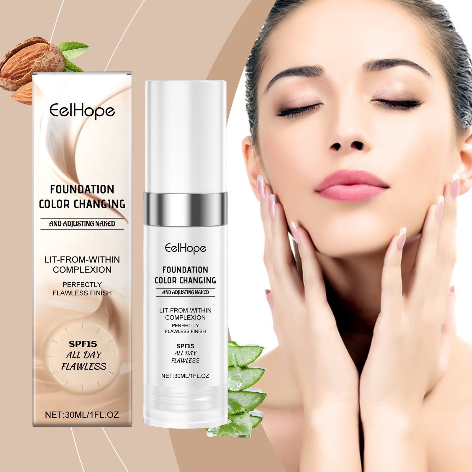 Concealer and Moisturizer, Long-Lasting Hydrating Foundation, Flawless Skin ,30ml