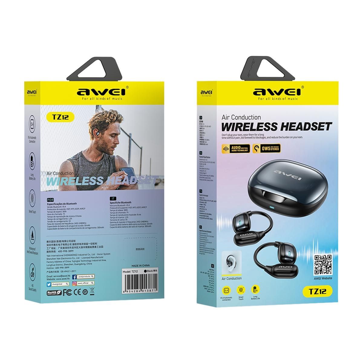 awei TZ12 Sport Wireless BT 5.4 Air Conduction Earphones