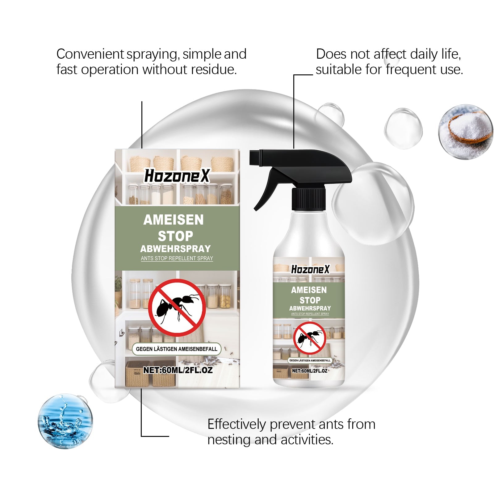 Ant Repellent Spray, Household Cleaning, Eco-Friendly, Pest Control, Safe & Effective ,60ml