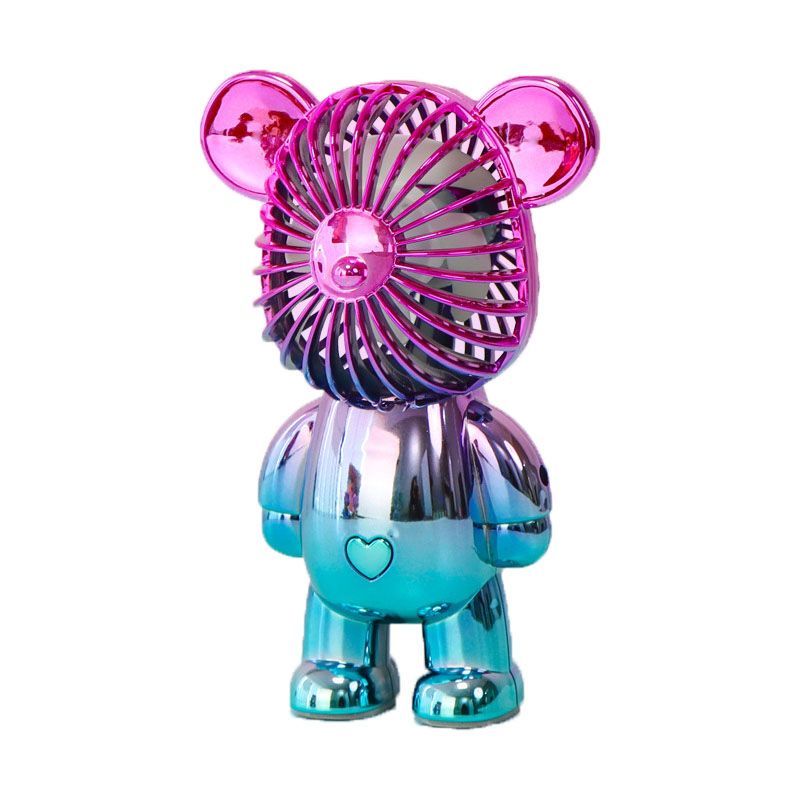 Colorful Bear Fan Gradient Electroplating Bear Electric Fan Portable Fan