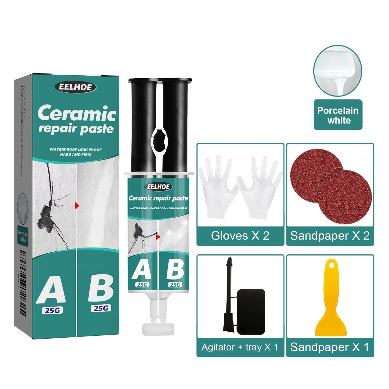 Ceramic Repair Paste, Fix Cracks Fractures, Metal Tile AB Adhesive, Quick Durable Fix ,50g