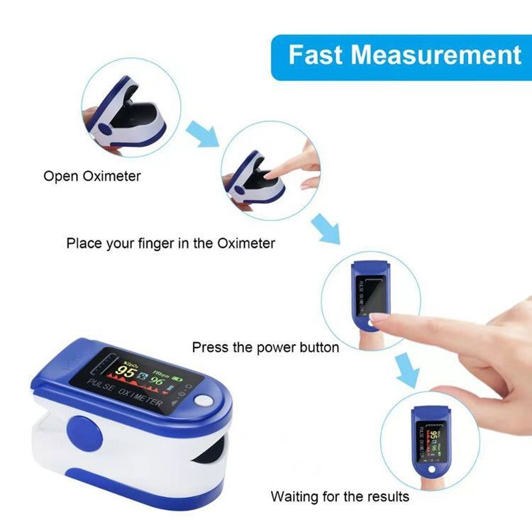 جهاز قياس التأكسج النبضي (Pulse Oximeter) لتحديد نسبة تشبع الأكسجين في الدم ومعدل ضربات القلب (SpO2) مزود بحبل تعليق