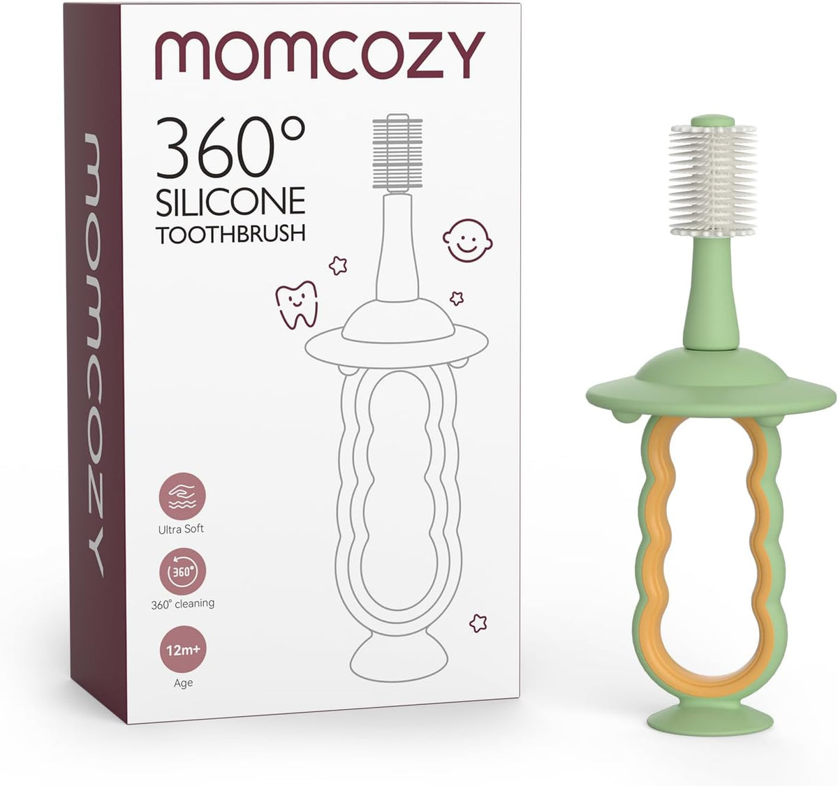 Momcozy Baby Silicone Toothbrush & Tongue Cleaner -Green