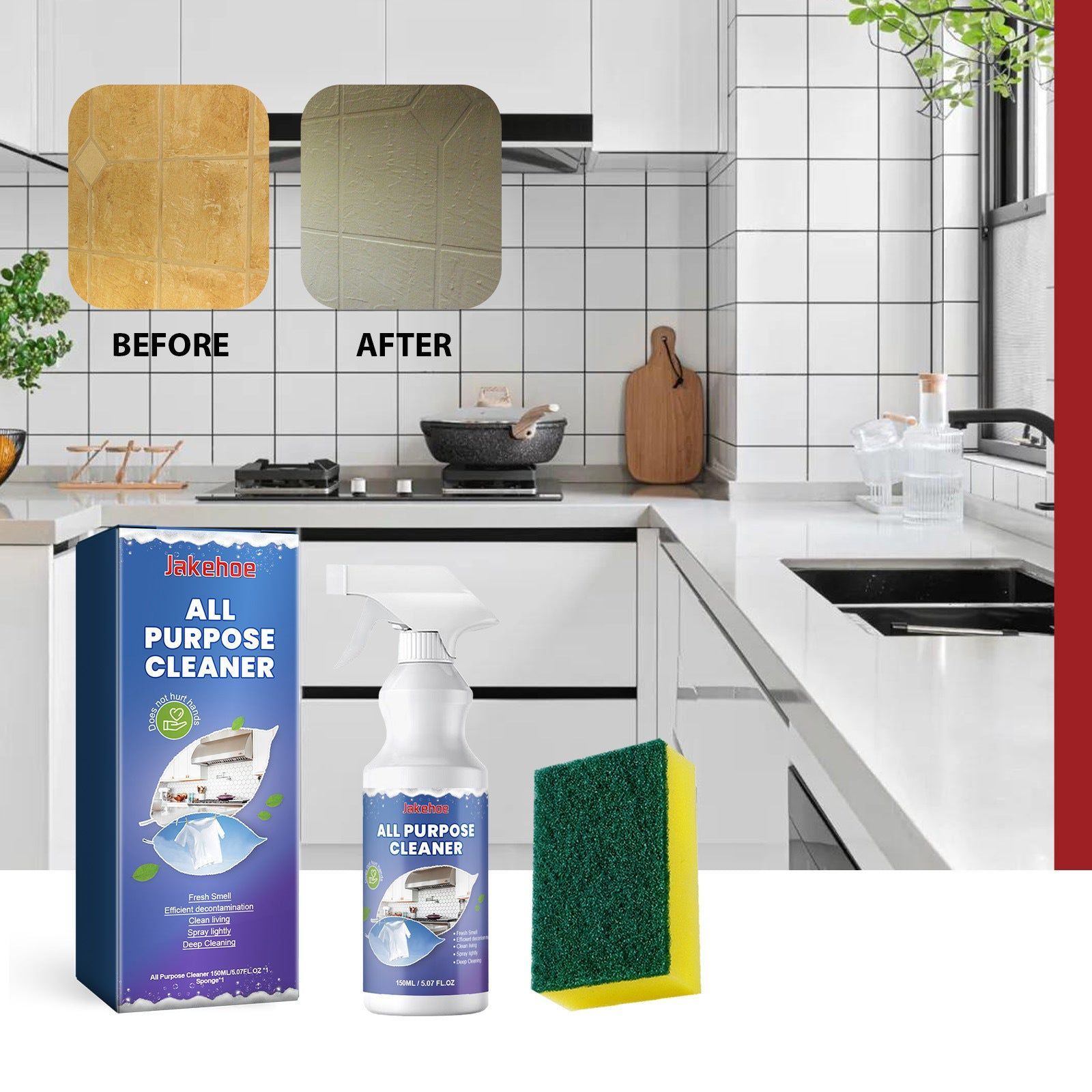 All Purpose Kitchen and Bathroom Cleaner, Stubborn Oil Stain Remover, Multi-Functional Detergent ,1set