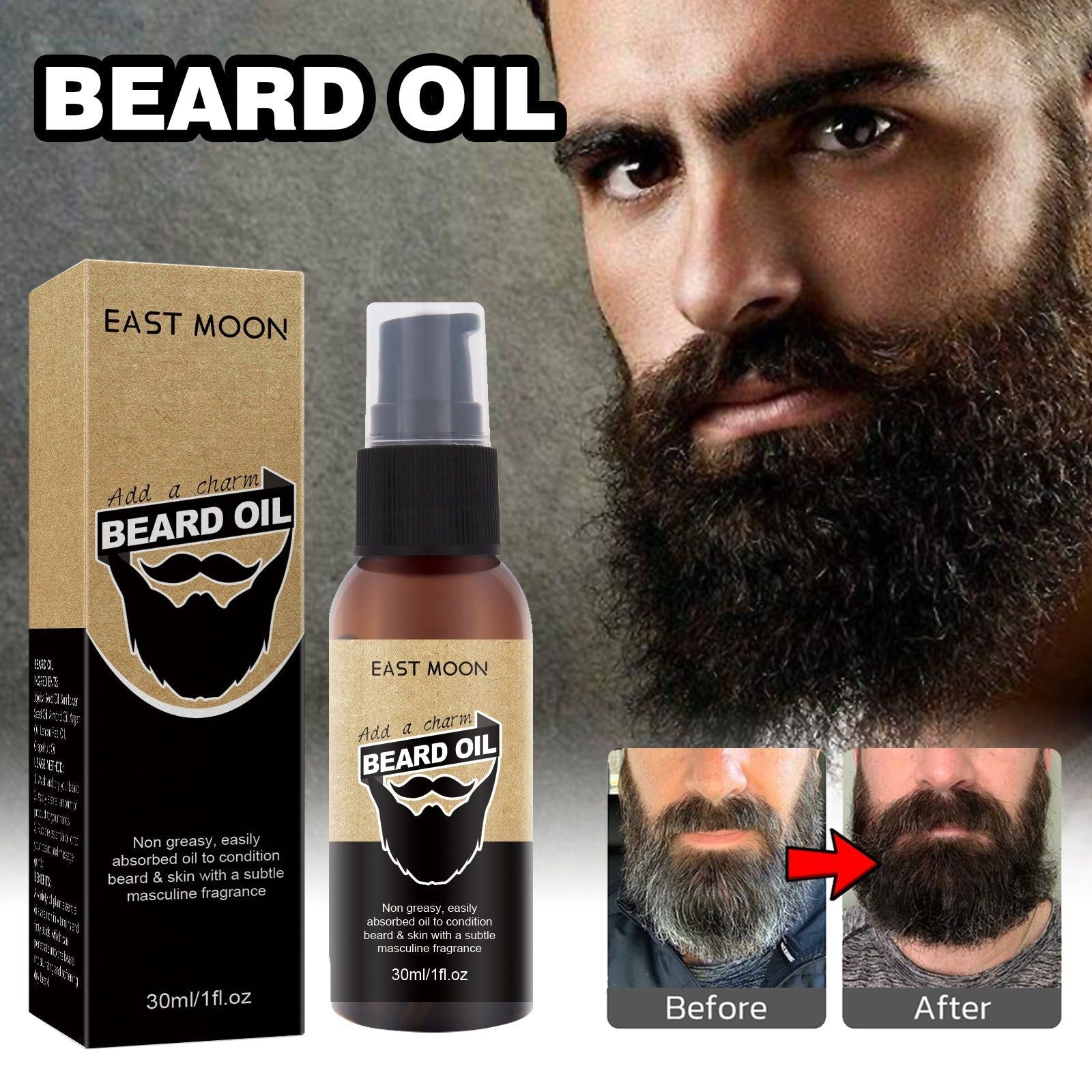 Men's Beard Care Oil, Moisturizing, Softening, Thickening, Natural, Styling, Grooming ,30ml