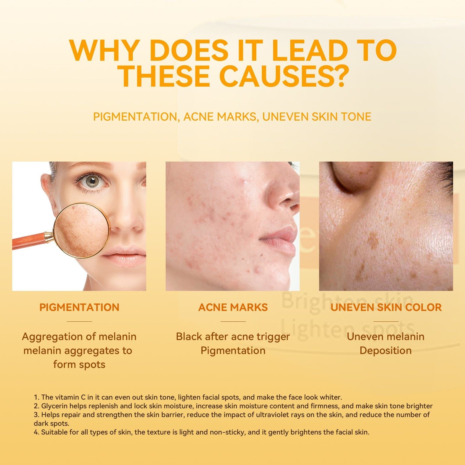 Brightening Vitamin C Cream, Reduce Spots, Dull Skin, Hydrate, Youthful Glow ,50g