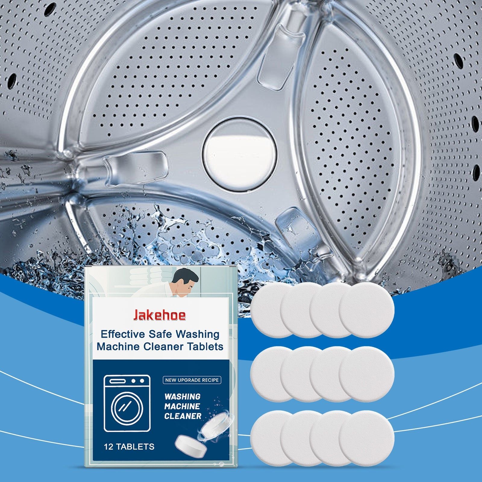Deep Cleaning Washing Machine Tablets, Remove Odors, Eliminate Dirt, Fresh Clothes ,12tablets
