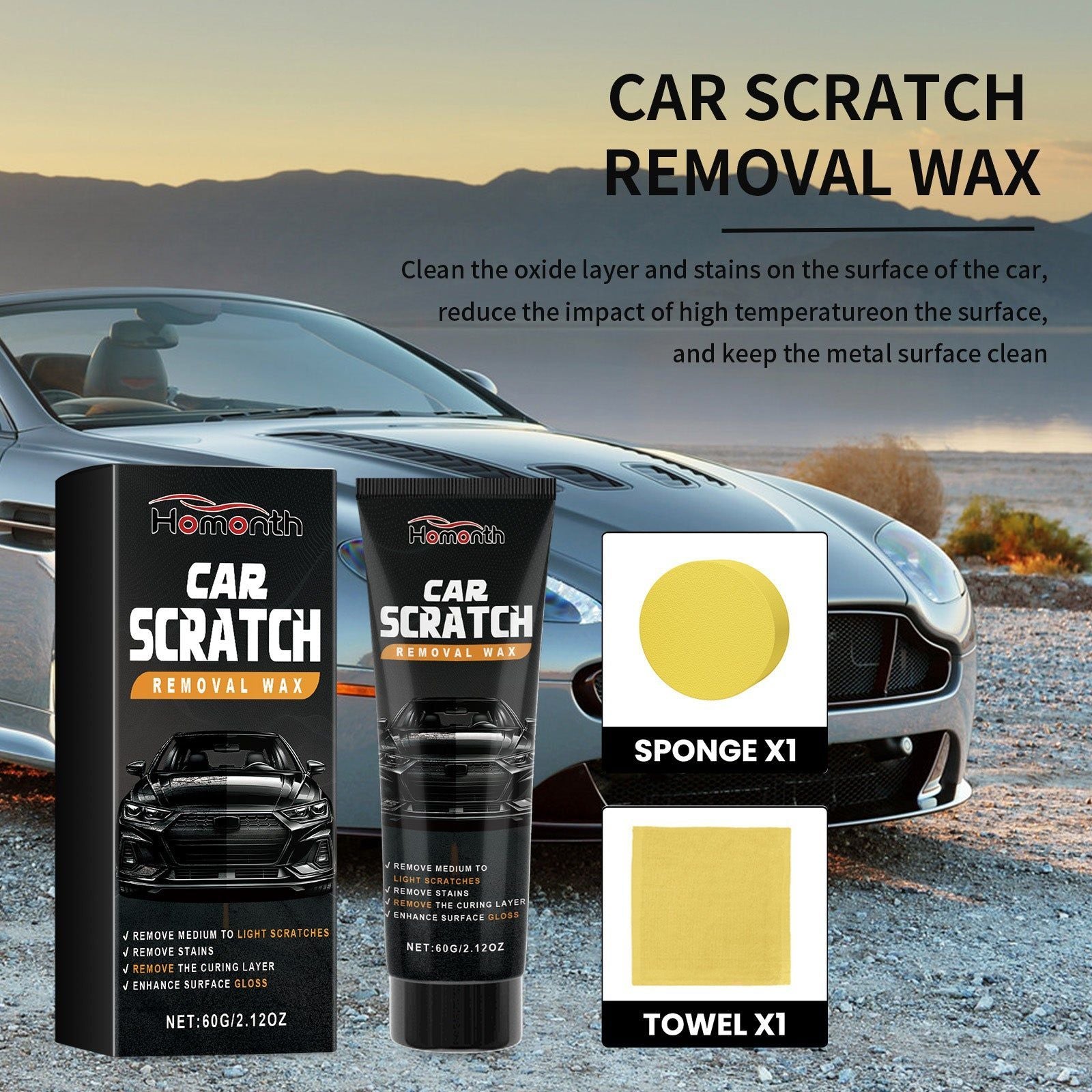 Car Scratch Remover Wax, Automotive Polishing Kit, Easy Scratch Repair, 85g ,1set