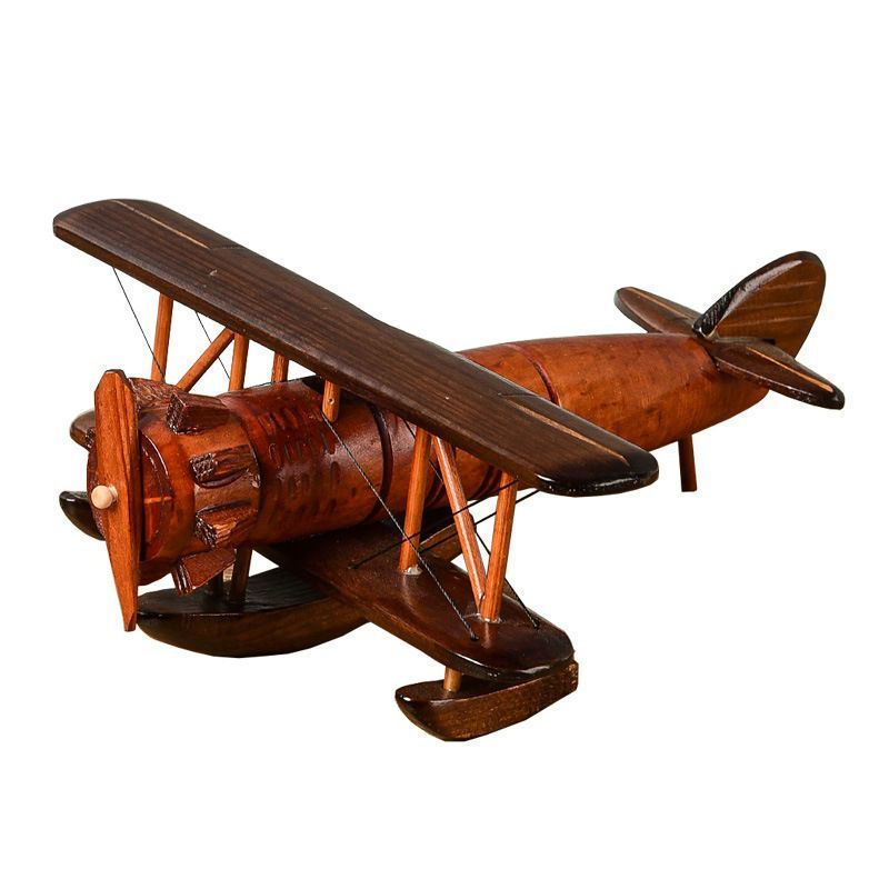 Wooden Aeroplane Model Vintage Wooden Model Airplane Toy Desktop Ornaments