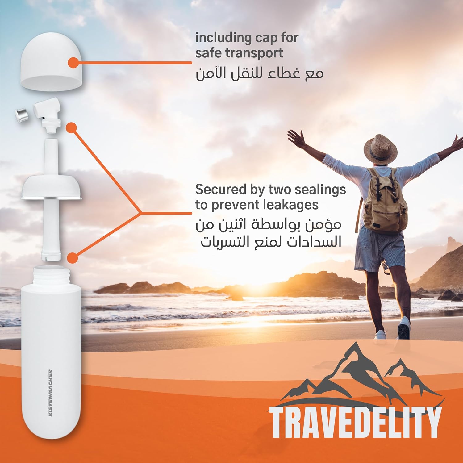KISTENMACHER TRAVEDELITY, Portable Bidet Sprayer, white, for outdoor, camping trips or traveling