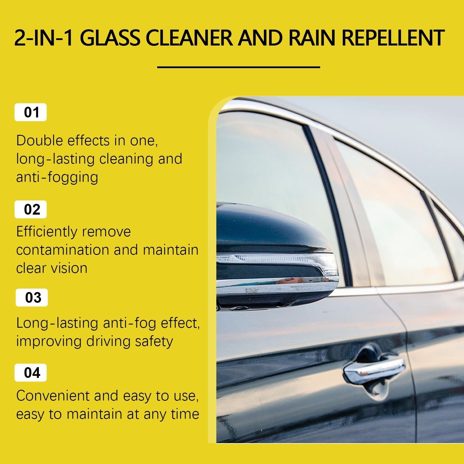 Auto Glass Cleaner Anti-Fog 2-in-1, Clear Vision, Safe Drive ,100ml