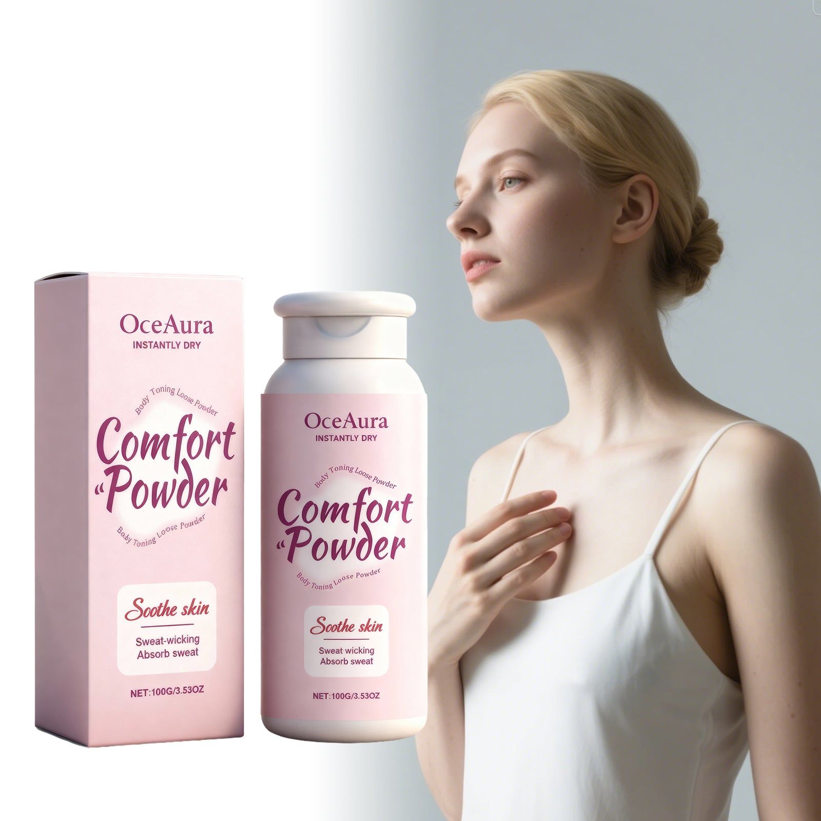 Breathable Skin Talcum Powder, Summer Sweat Protection, Refreshing, Non-Sticky ,100g