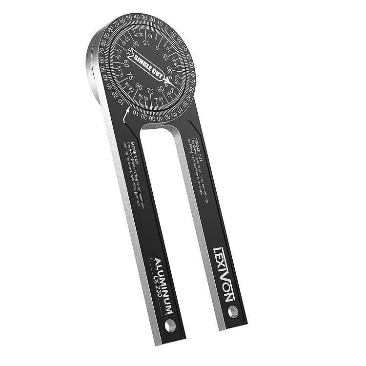 Aluminum Miter Saw Protractor 360 Degree Angle Finder Level Meter Goniometer Laser Engraved Scales