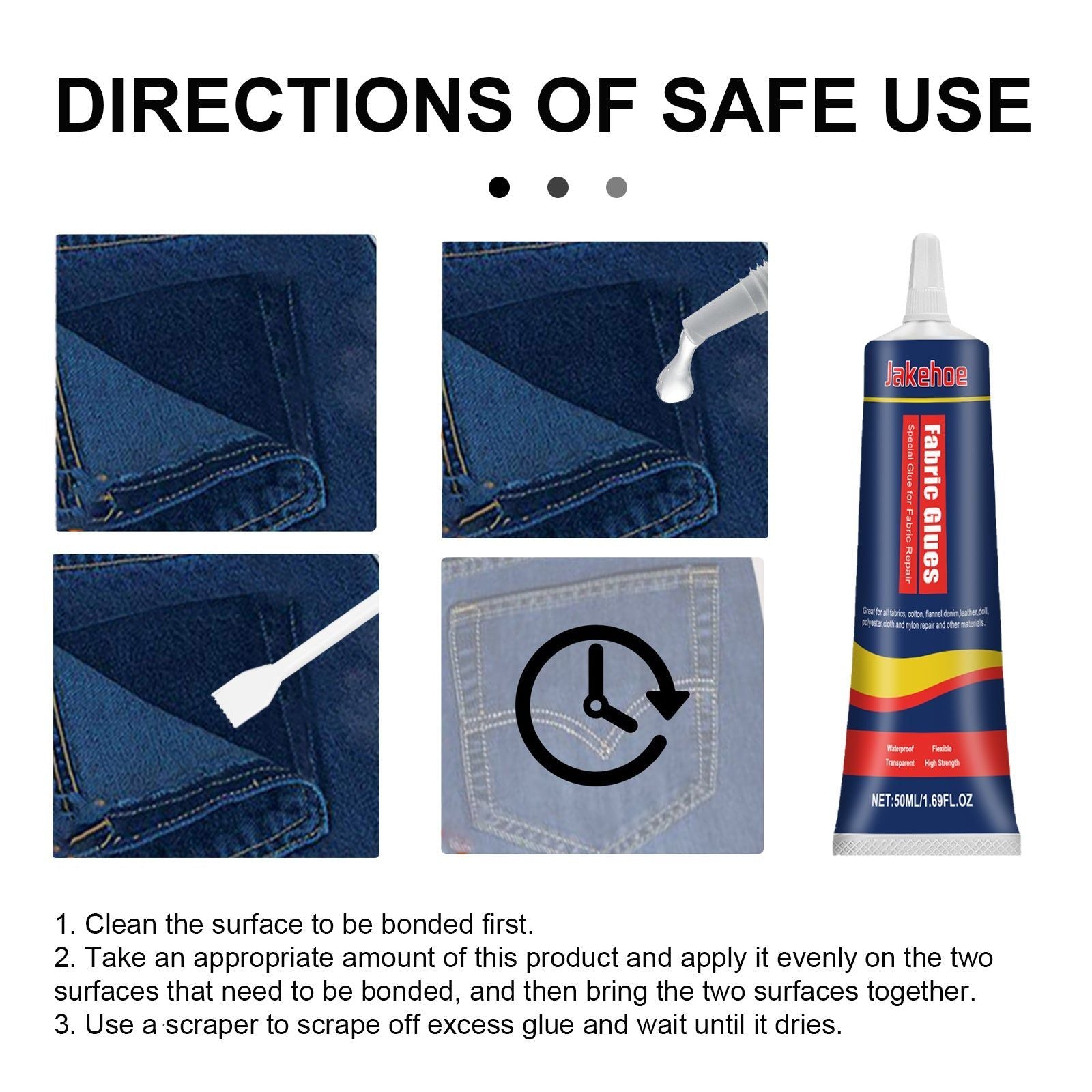 Premium Fabric Glue, Waterproof, UV Resistant, Perfect for Clothing Repairs ,1set