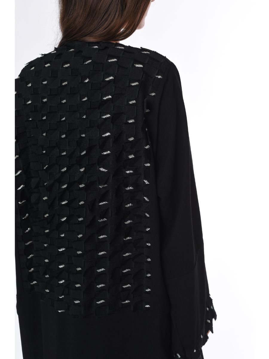 MOiSTREET Black Abaya with Checkered Panels on Back and Sleeves