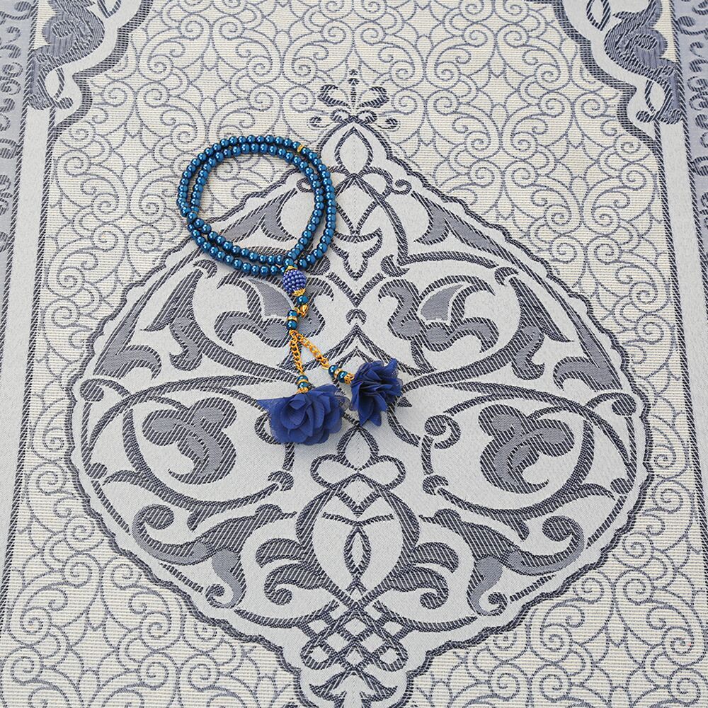 Muslim Prayer Rug With Prayer Beads
